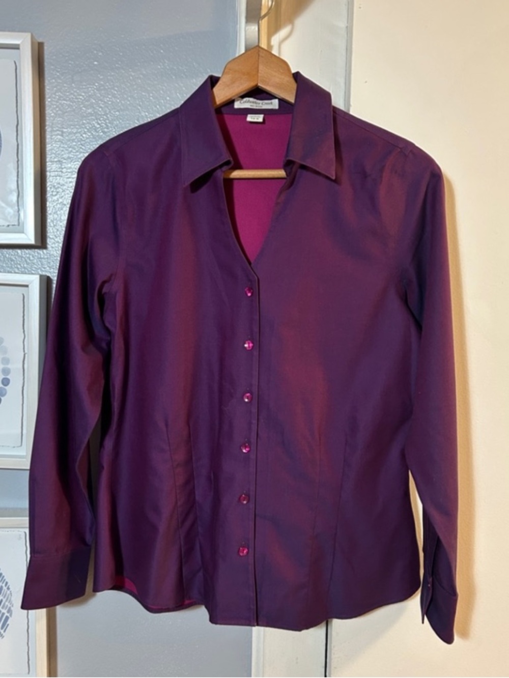Coldwater Creek Women’s No Iron Purple Button Up Shirt Size S (6-8)